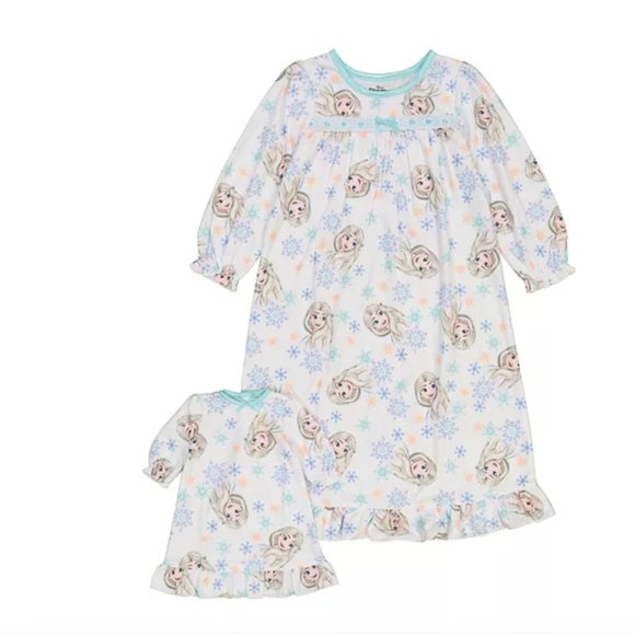 Disney Other - NWT Disney's Frozen Toddler Girl Elsa flannel NightGown & Doll Gown Set, 2T